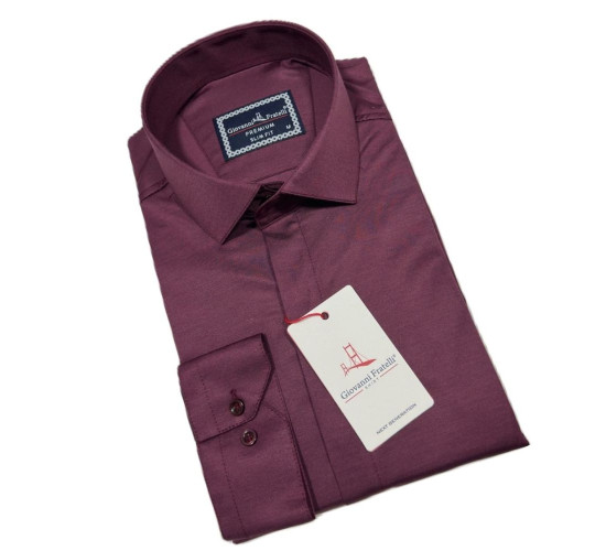 Slim Fit Long Sleeve Straight Satin Shirt 3GMK317045015