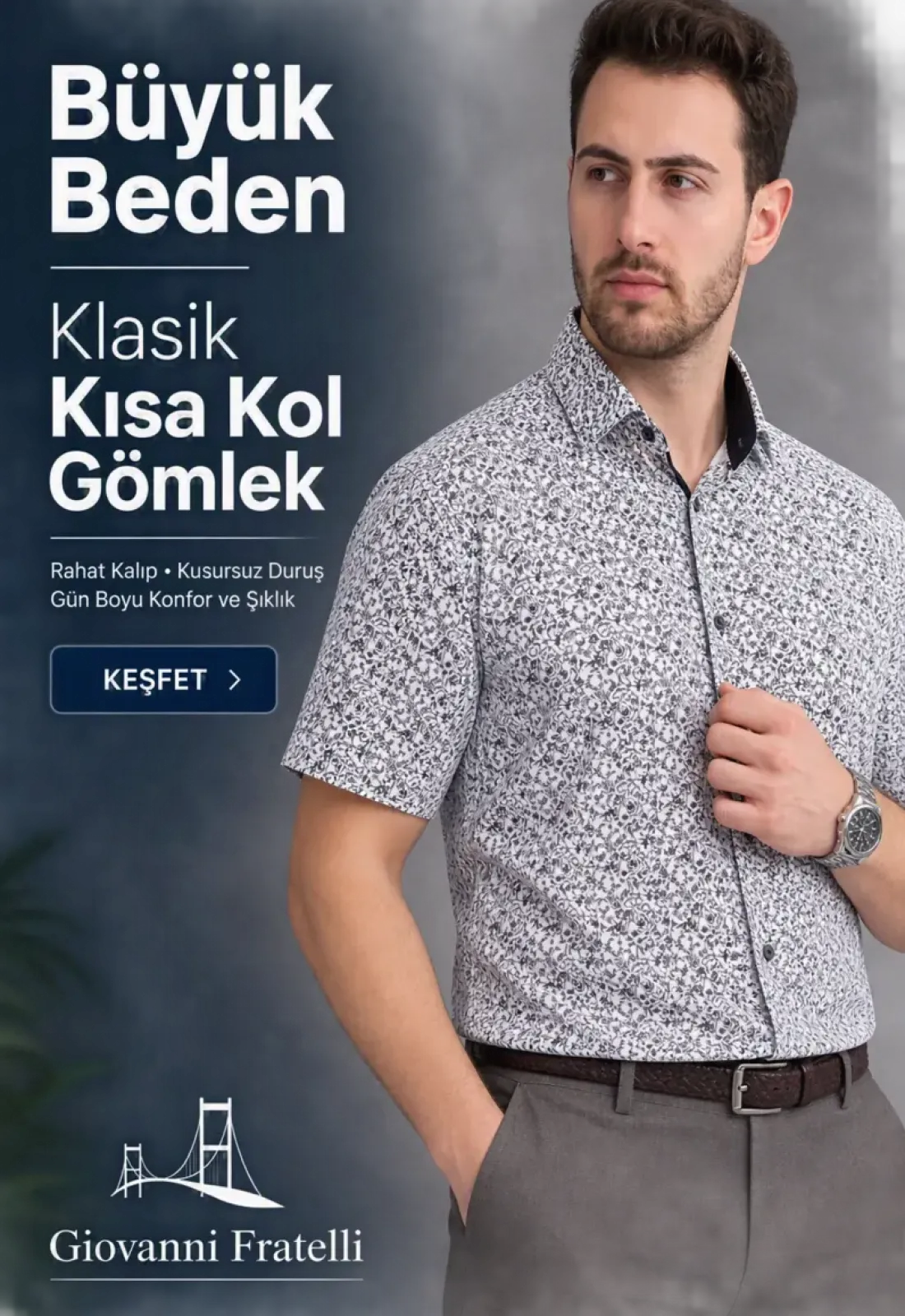 Büyük Beden Klasik Kısa Kol Gömlek