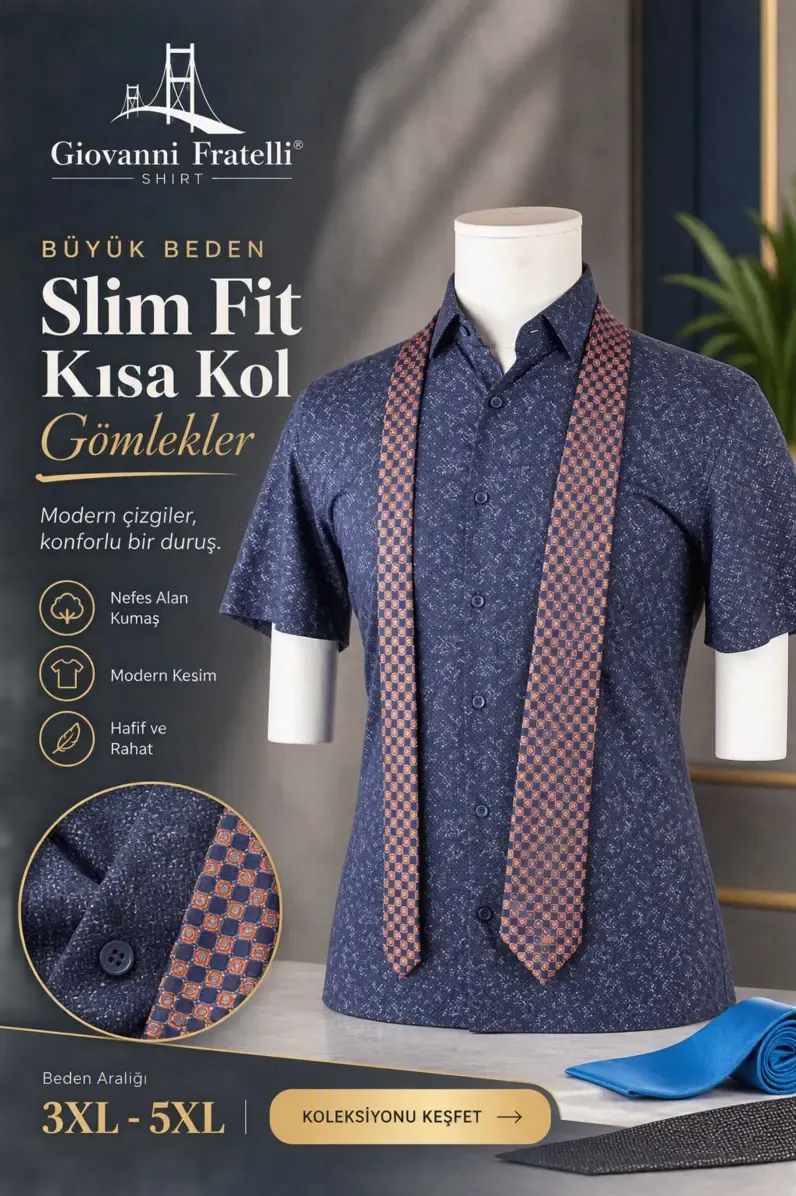 Büyük Beden Slim Fit Kısa Kol Gömlek