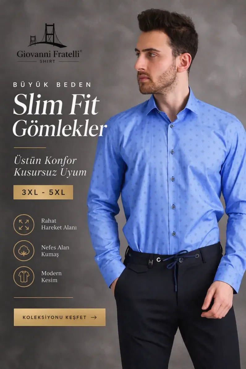 Büyük Beden Slim Fit Uzun Kol Gömlek