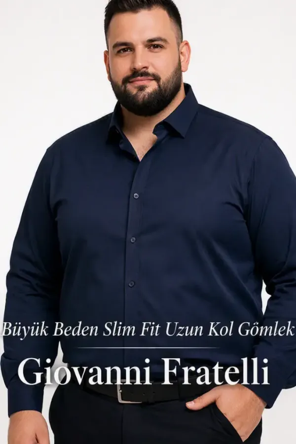 Büyük Beden Slim Fit Uzun Kol Gömlek