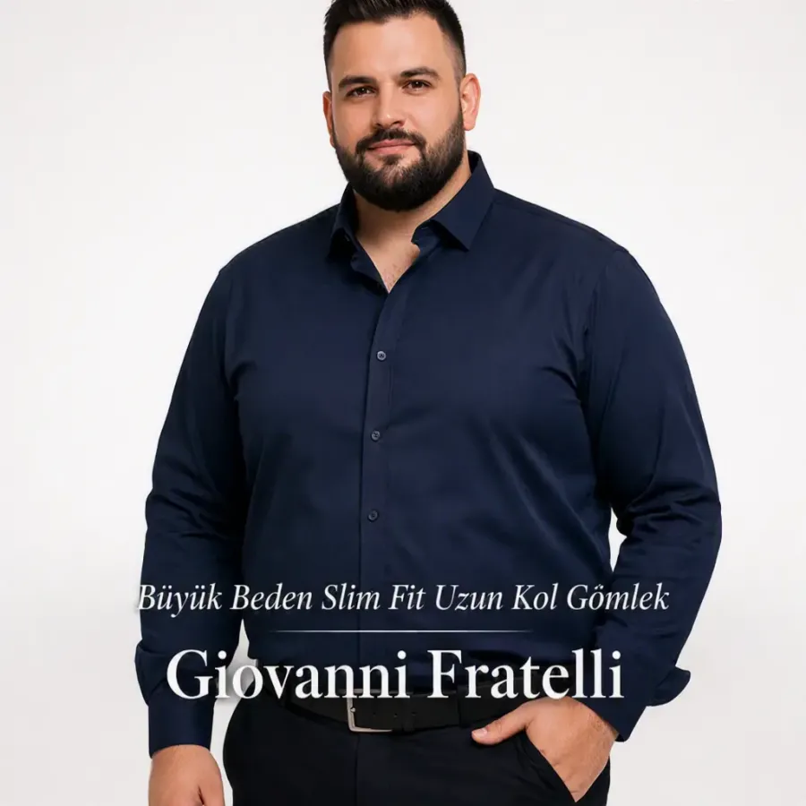 Büyük Beden Slim Fit Uzun Kol Gömlek