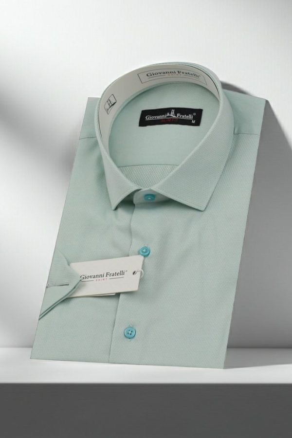 Slim Fit Kısa Kol Armürlü Jakar Erkek Gömlek 3GMK330123004