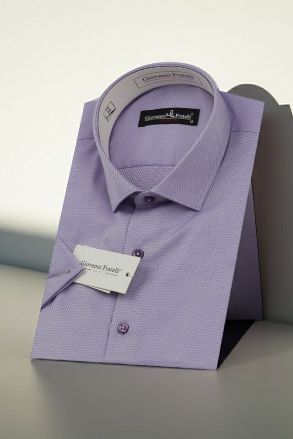 Slim Fit Kısa Kol Armürlü Jakar Erkek Gömlek 3GMK330123005