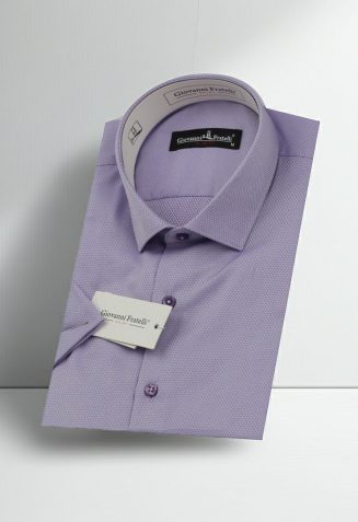 Slim Fit Kısa Kol Armürlü Jakar Erkek Gömlek 3GMK330123005
