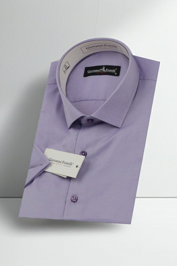 Slim Fit Kısa Kol Armürlü Jakar Erkek Gömlek 3GMK330123005
