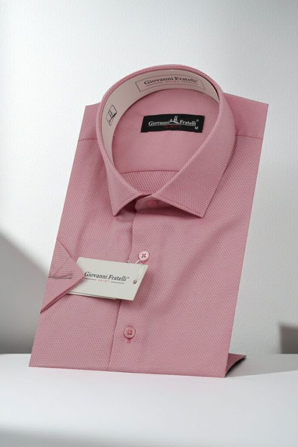 Slim Fit Kısa Kol Armürlü Jakar Erkek Gömlek 3GMK330123007