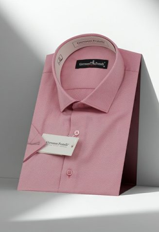 Slim Fit Kısa Kol Armürlü Jakar Erkek Gömlek 3GMK330123007