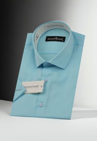 Slim Fit Kısa Kol Armürlü Jakar Erkek Gömlek 3GMK330123009