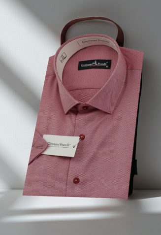 Slim Fit Kısa Kol Armürlü Jakar Erkek Gömlek 3GMK330123010