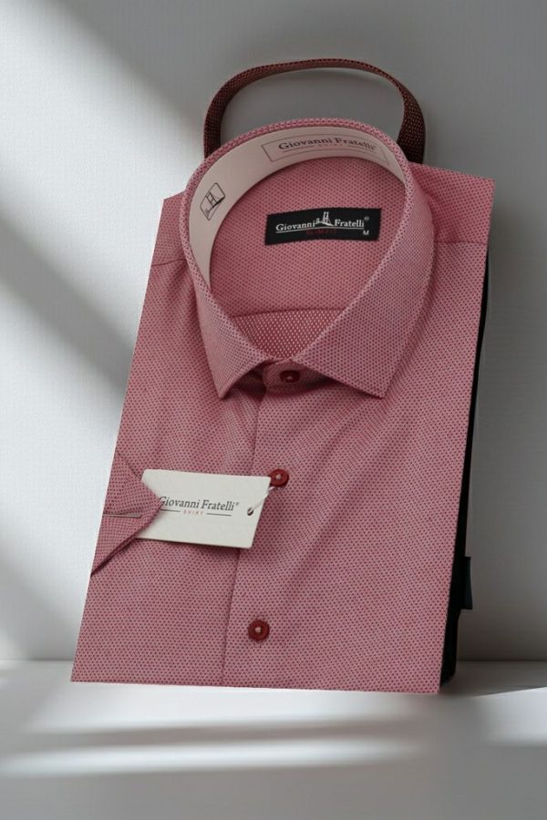 Slim Fit Kısa Kol Armürlü Jakar Erkek Gömlek 3GMK330123010