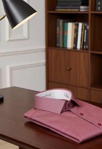 Slim Fit Kısa Kol Armürlü Jakar Erkek Gömlek 3GMK330123010