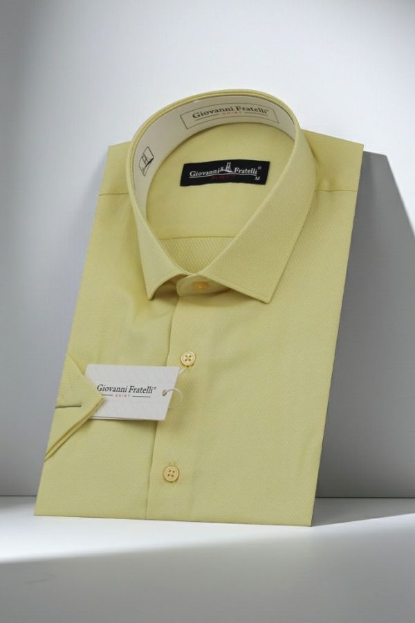 Slim Fit Kısa Kol Armürlü Jakar Erkek Gömlek 3GMK330123012