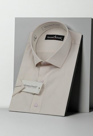 Slim Fit Kısa Kol Armürlü Jakar Erkek Gömlek 3GMK340124004