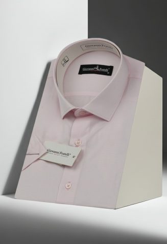 Slim Fit Kısa Kol Armürlü Jakar Erkek Gömlek 3GMK340124005