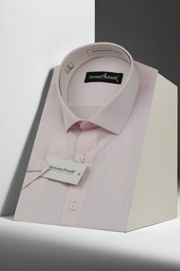 Slim Fit Kısa Kol Armürlü Jakar Erkek Gömlek 3GMK340124005