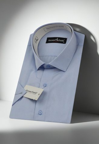 Slim Fit Kısa Kol Armürlü Jakar Erkek Gömlek 3GMK340124007