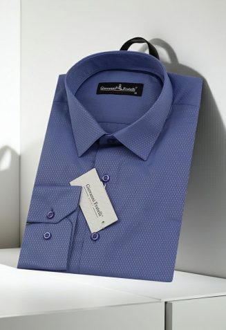 Slim Fit Uzun Kol Desenli Armürlü Jakar Erkek Gömlek 3GMK310125B07