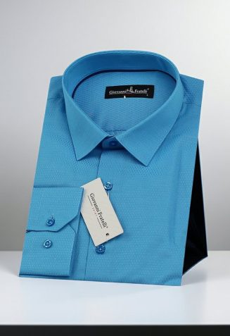 Slim Fit Uzun Kol Desenli Armürlü Jakar Erkek Gömlek 3GMK310125B18
