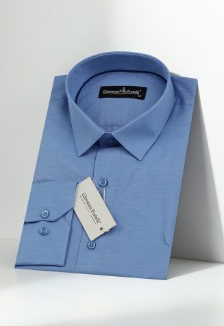 Slim Fit Uzun Kol Desenli Armürlü Jakar Erkek Gömlek 3GMK310125B36