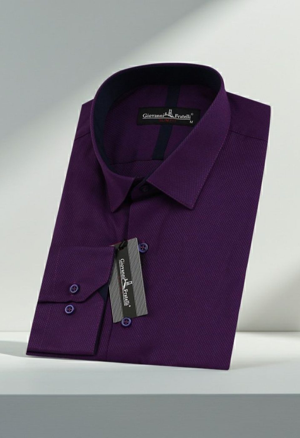 Slim Fit Uzun Kol DÜz Renk Diagonal Dokuma Lüks Erkek Gömlek 3GMK310153010 - Giovanni Fratelli