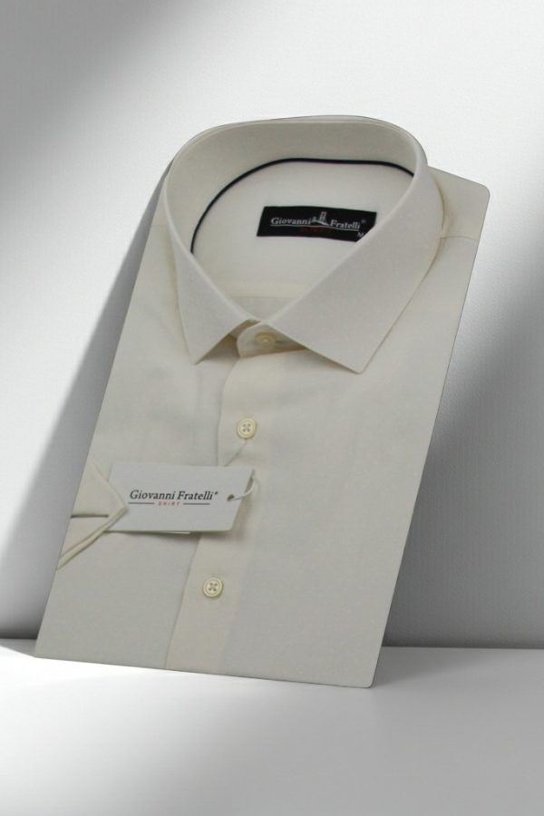Slim Fit Kısa Kol Armürlü Jakar Erkek Gömlek 3GMK320183004