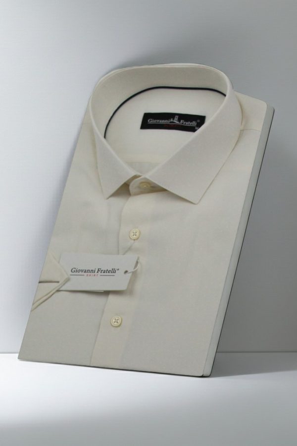 Slim Fit Kısa Kol Armürlü Jakar Erkek Gömlek 3GMK320183004