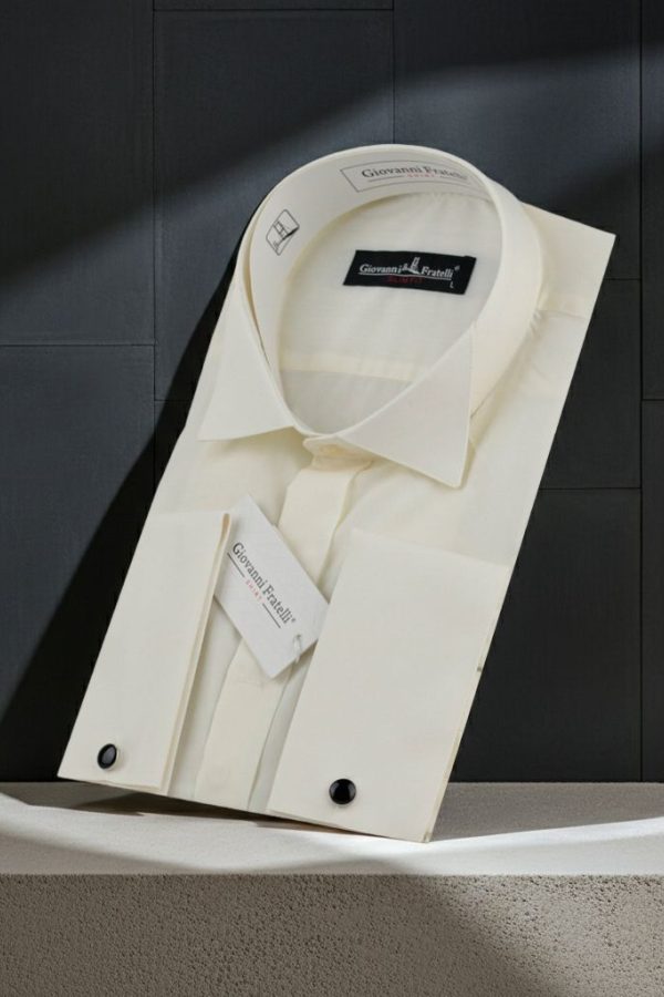 Şampanya Slim Fit Düz Renk Kol Düğmeli Ata Yaka Erkek Gömlek 3GMK380300SAM