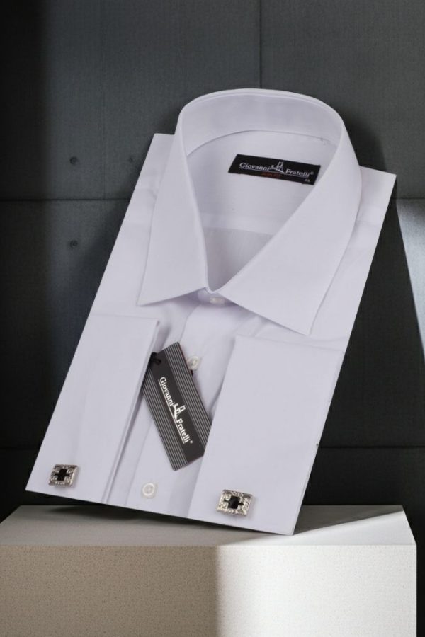 Beyaz Slim Fit Düz Renk Kol Düğmeli Erkek Gömlek 3GMK370300BYZ