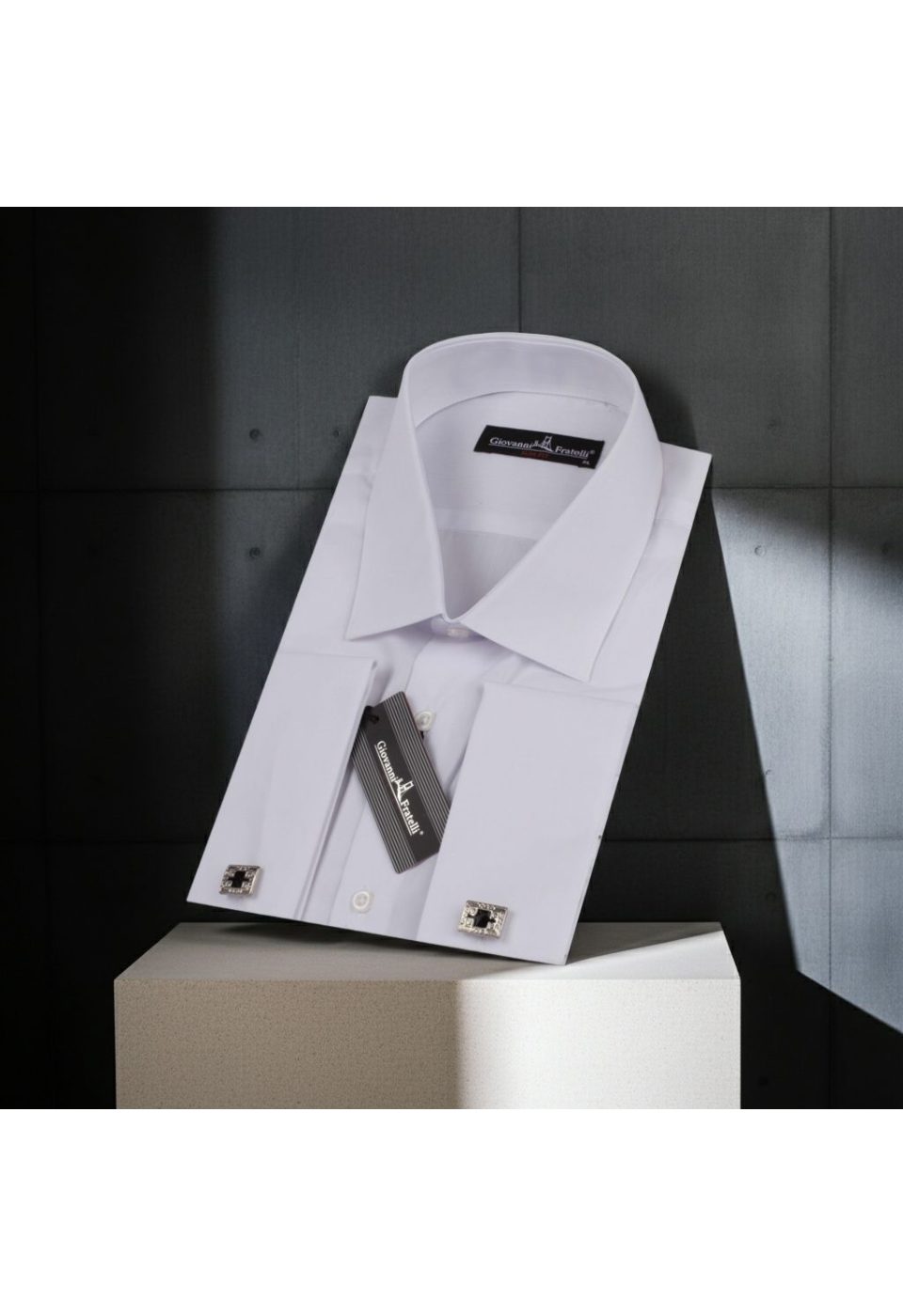 Beyaz Slim Fit Düz Renk Kol Düğmeli Erkek Gömlek 3GMK370300BYZ - Giovanni Fratelli