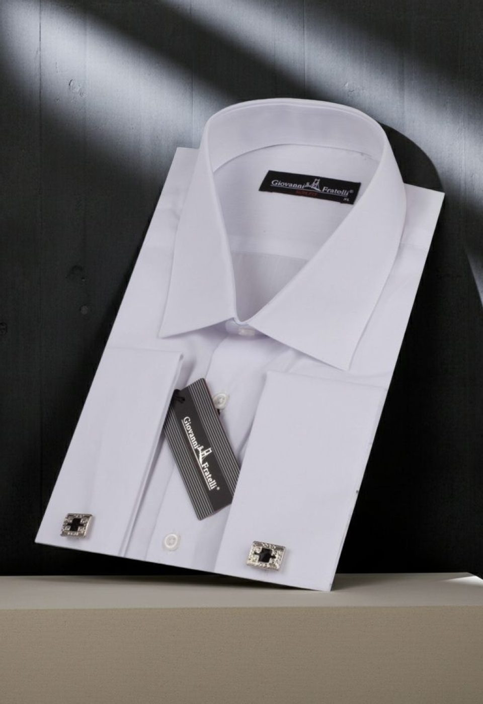 Beyaz Slim Fit Düz Renk Kol Düğmeli Erkek Gömlek 3GMK370300BYZ - Giovanni Fratelli