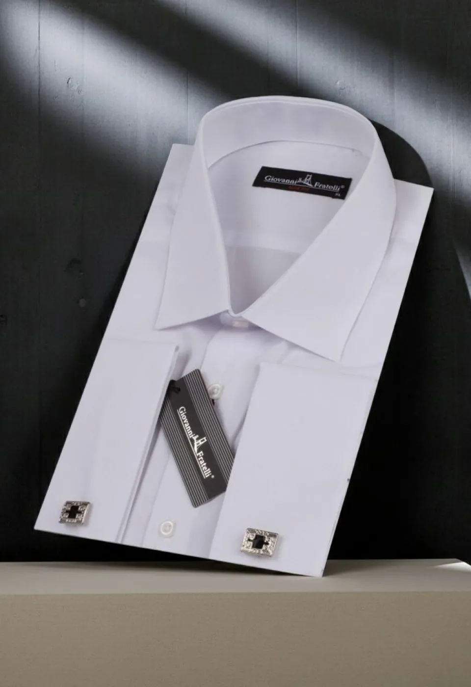 Beyaz Slim Fit Düz Renk Kol Düğmeli Erkek Gömlek 3GMK370300BYZ - Giovanni Fratelli