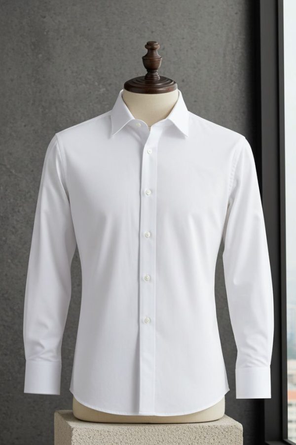Beyaz Slim Fit Düz Renk Kol Düğmeli Erkek Gömlek 3GMK370300BYZ