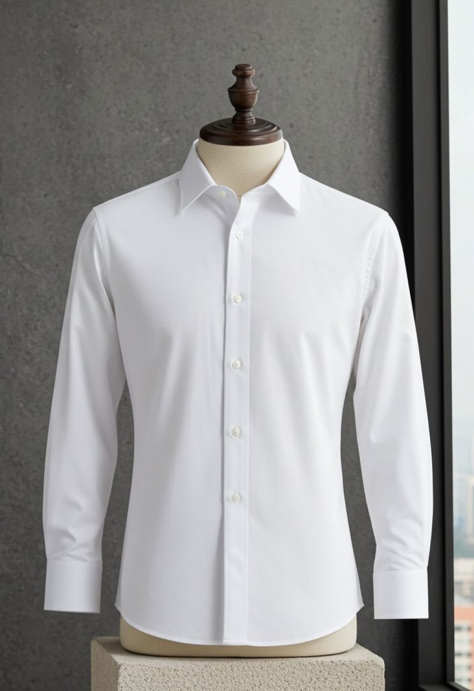 Beyaz Slim Fit Düz Renk Kol Düğmeli Erkek Gömlek 3GMK370300BYZ