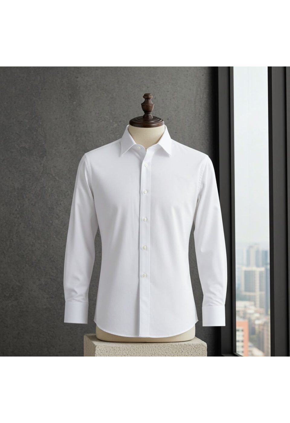 Beyaz Slim Fit Düz Renk Kol Düğmeli Erkek Gömlek 3GMK370300BYZ - Giovanni Fratelli