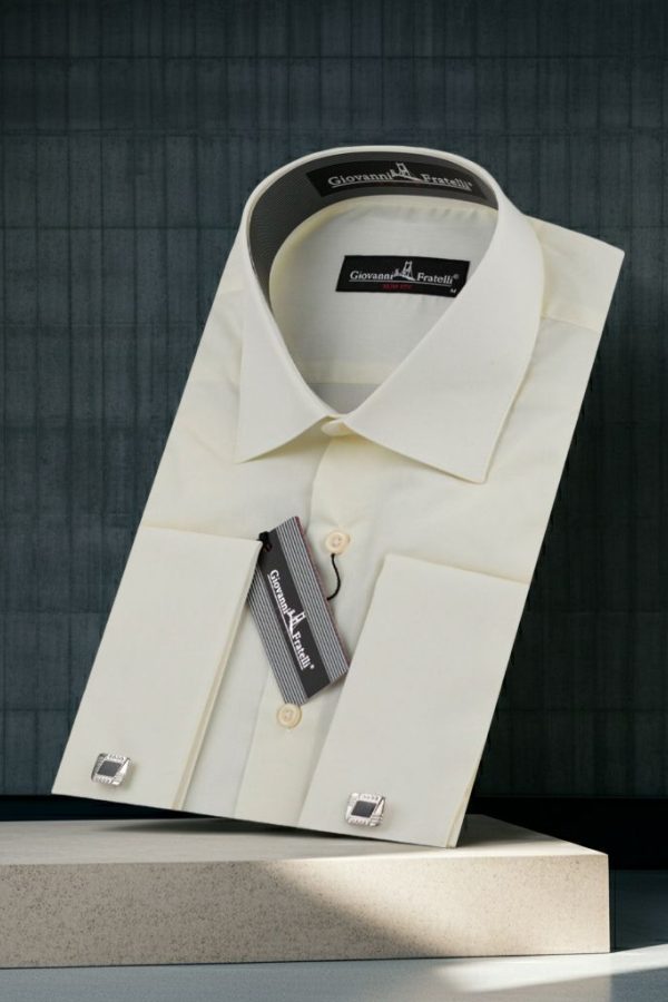 Şampanya Slim Fit Düz Renk Kol Düğmeli Erkek Gömlek 3GMK370300SAM