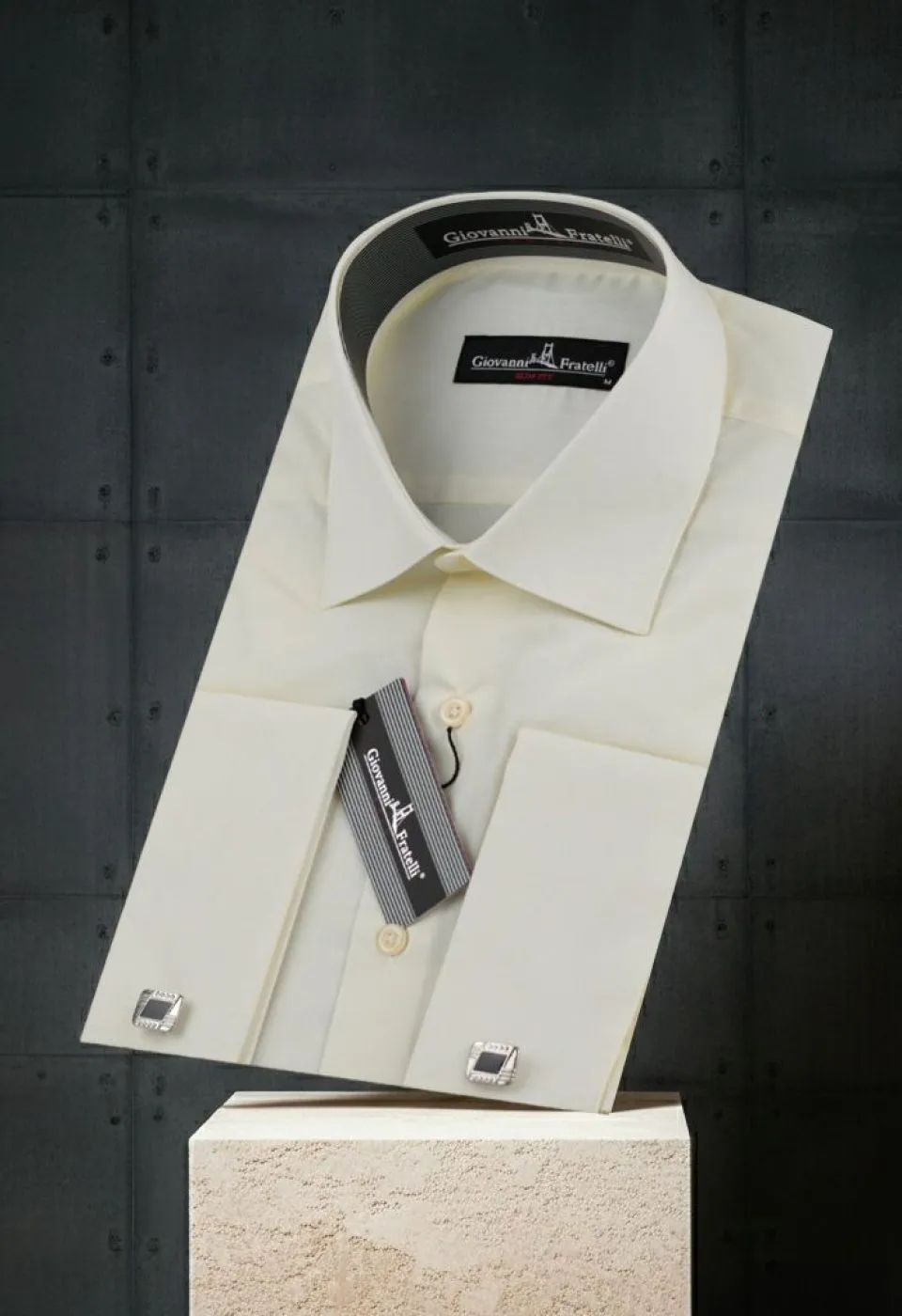 Şampanya Slim Fit Düz Renk Kol Düğmeli Erkek Gömlek 3GMK370300SAM