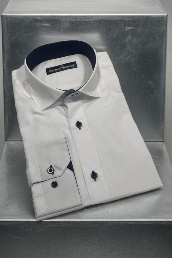 Beyaz Slim Fit Uzun Kol Düz Renk Mini Yaka Erkek Gömlek 3GMK310309BYZ