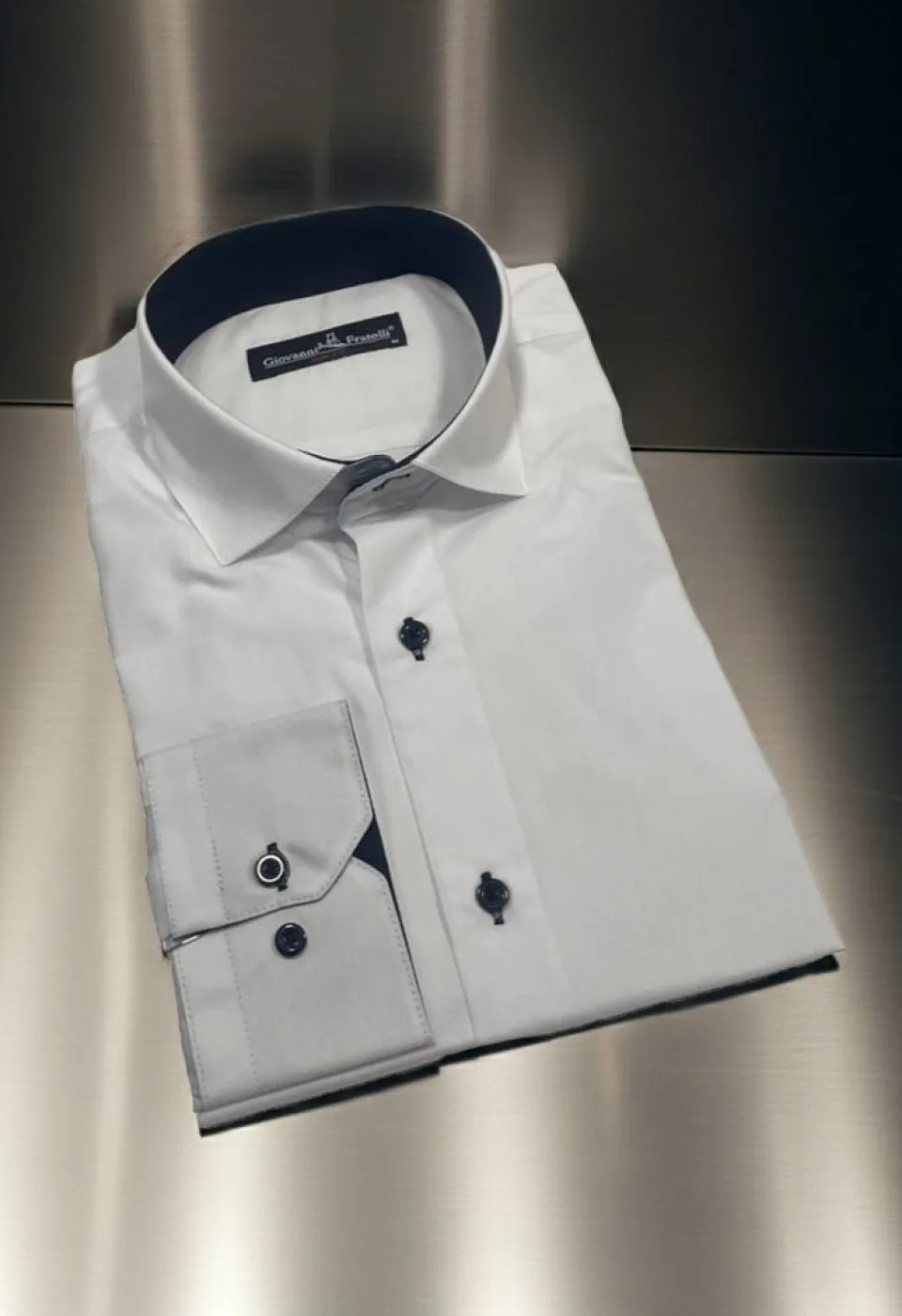 0309 CR YK MINI BYZ Beyaz Slim Fit Uzun Kol Düz Renk Mini Yaka Erkek Gömlek 3GMK310309BYZ - Giovanni Fratelli