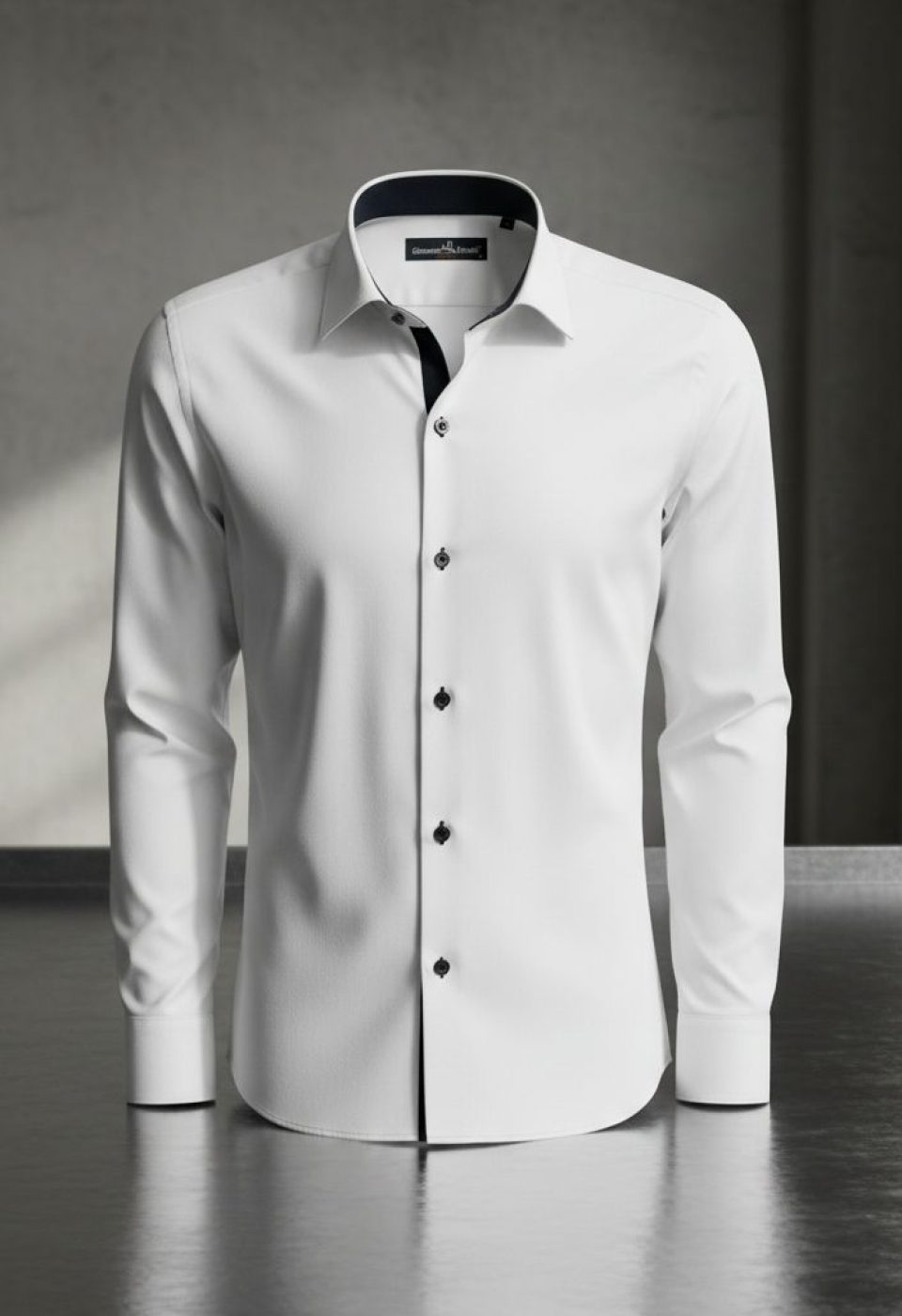 Beyaz Slim Fit Uzun Kol Düz Renk Mini Yaka Erkek Gömlek 3GMK310309BYZ