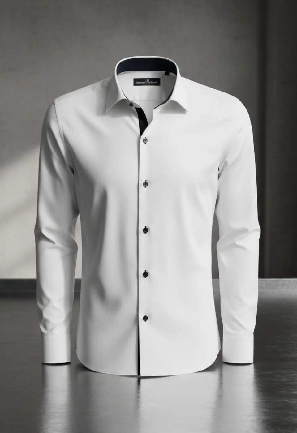 Beyaz Slim Fit Uzun Kol Düz Renk Mini Yaka Erkek Gömlek 3GMK310309BYZ