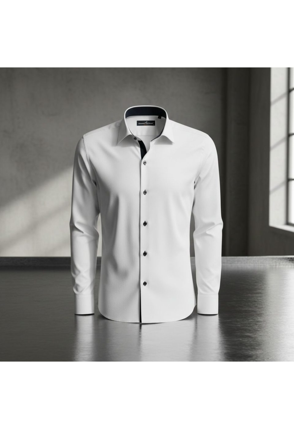 Beyaz Slim Fit Uzun Kol Düz Renk Mini Yaka Erkek Gömlek 3GMK310309BYZ - Giovanni Fratelli