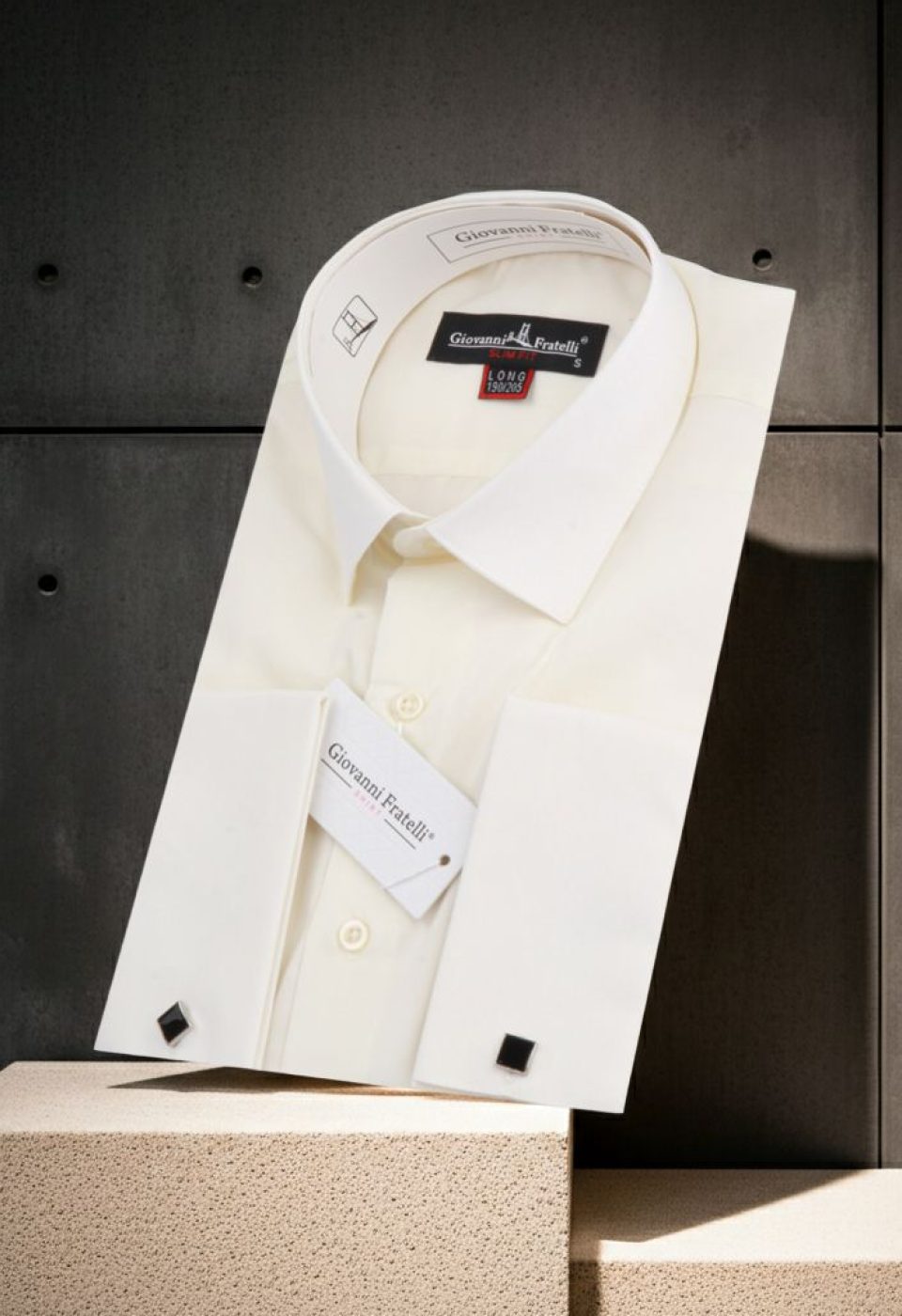 0313 CR 8 DROP SAM 8 Drop Slim Fit Uzun Kol Double Manşet Düz Renk Erkek Gömlek 3GMK330313SAM - Giovanni Fratelli