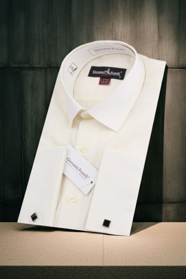 8 D Drop Slim Fit Uzun Kol Double Manşet Düz Renk Erkek Gömlek 3GMK330313SAM