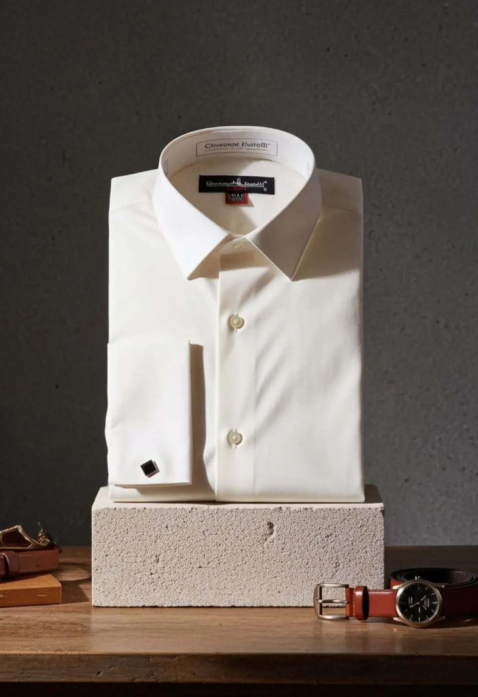 8 D Drop Slim Fit Uzun Kol Double Manşet Düz Renk Erkek Gömlek 3GMK330313SAM