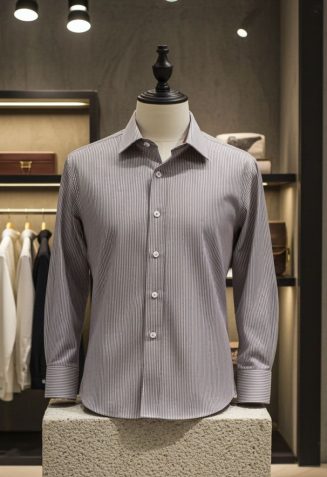 Slim Fit Uzun Kol Desenli Erkek Gömlek 3GMK330314038