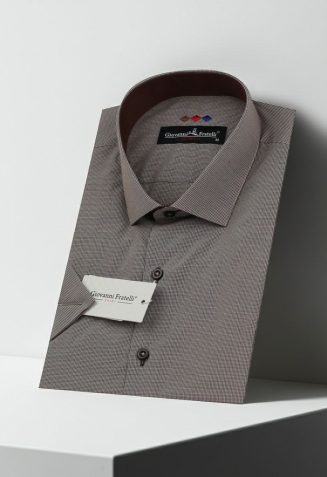 Slim Fit Kısa Kol Desenli Erkek Gömlek 3GMK310331036