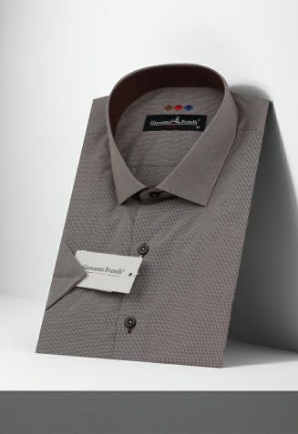 Slim Fit Kısa Kol Desenli Erkek Gömlek 3GMK310331036