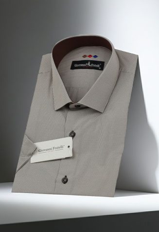 Slim Fit Kısa Kol Desenli Erkek Gömlek 3GMK310331038