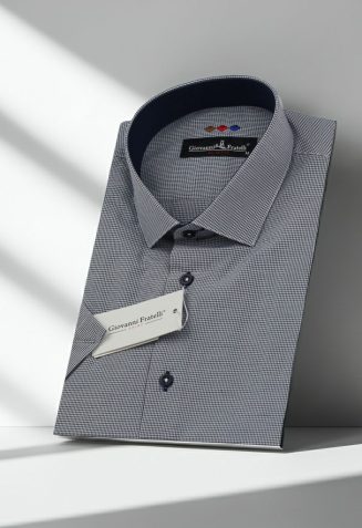 Slim Fit Kısa Kol Desenli Erkek Gömlek 3GMK310331054